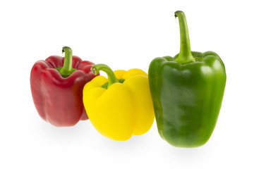 Red, yellow and green peppers