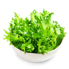 Fresh Green lettuce Salad leaves   Isolated on white background