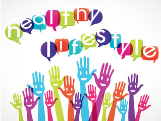 Fototapeta premium groupe mains souriantes : healthy lifestyle