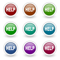 help web icons colorful vector set