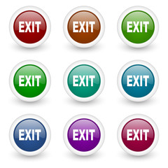 exit web icons colorful vector set