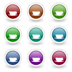 coffee web icons colorful vector set