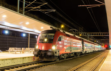 Fototapeta na wymiar Austrian high-speed train at Feldkirch station
