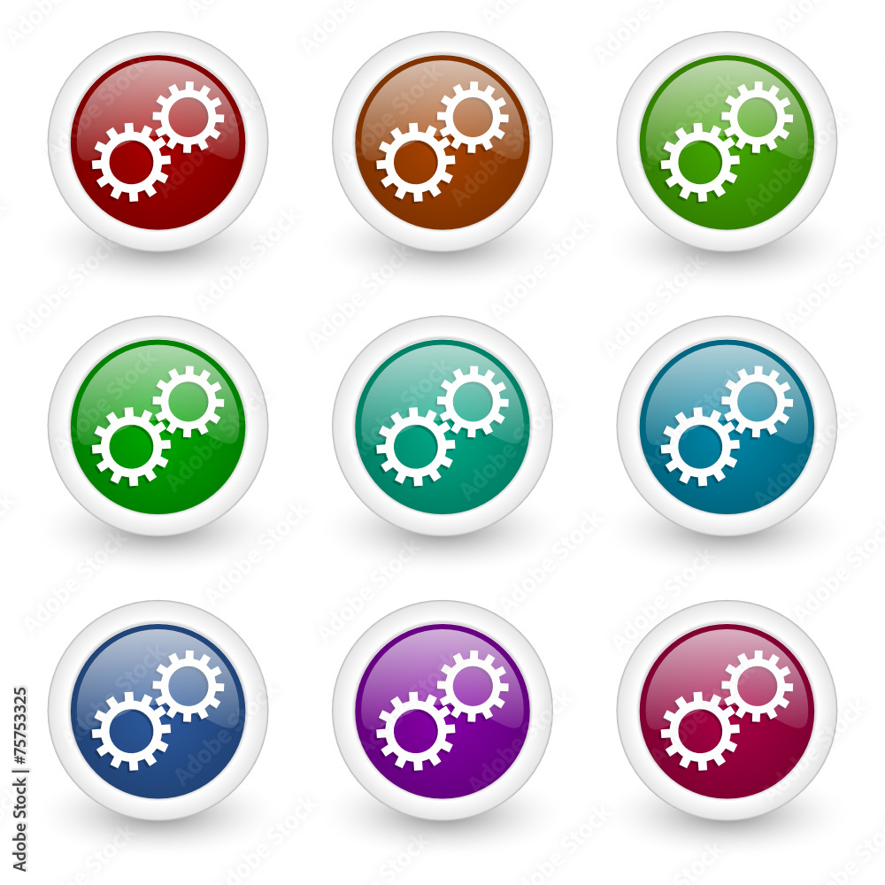 Poster gear web icons colorful vector set