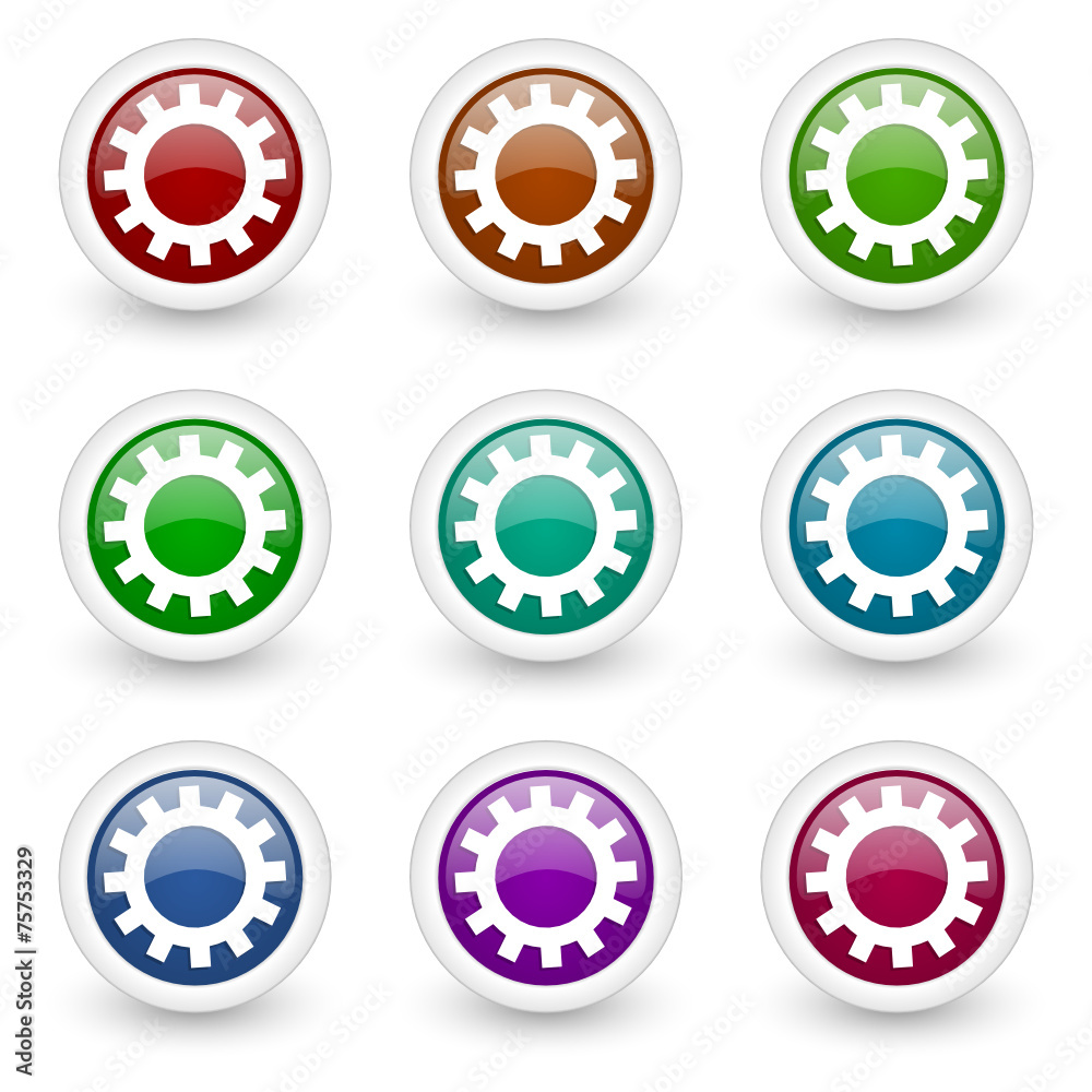 Poster gear web icons colorful vector set