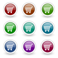 cart web icons colorful vector set