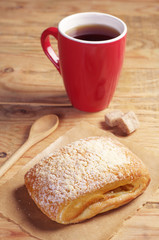 Fresh bun and tea