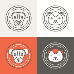 Vector dog and cat icons and logos