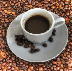 cup and coffee beans