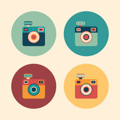 Colorful set of hipster vintage cameras.