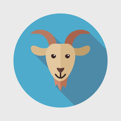 Goat flat icon with long shadow