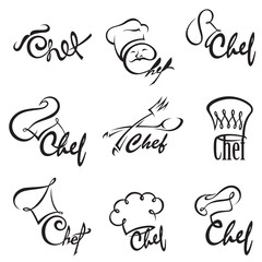 monochrome illustration of chef sets