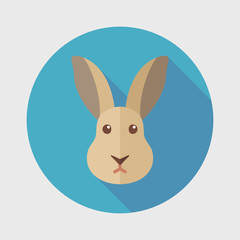 Rabbit flat icon with long shadow