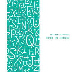 Vector white on green alphabet letters vertical frame seamless