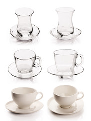 Tea - coffee cup set with clipping path