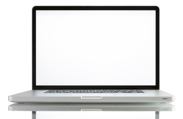 Laptop with blank white screen