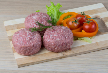 Raw burger cutlet