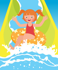 Obraz na płótnie Canvas Children girl playing in water park in summer