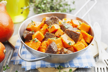 Baked pumpkin with meat