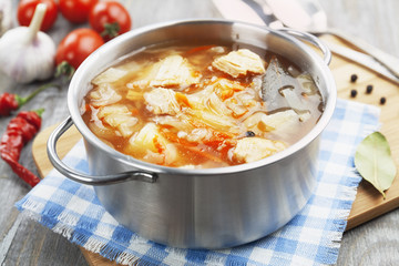 Cabbage soup with meat