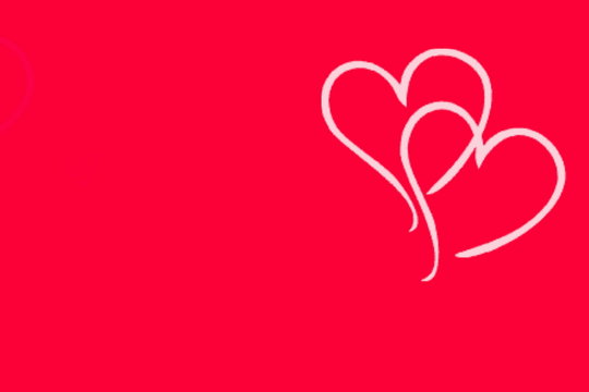 two hearts on a red background