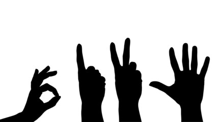 Vector silhouettes of hands.