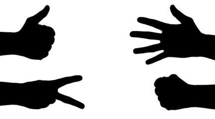 Vector silhouettes of hands.