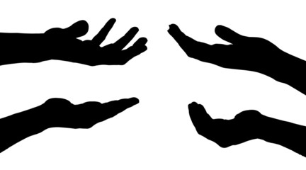 Vector silhouettes of hands.
