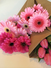 Wrapped flower bouquets