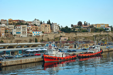 Kavala, GREECE. The traditional Greek fishing boats in the