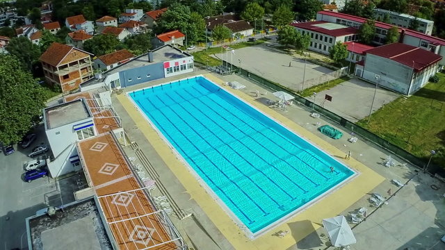 Swimming pool, aerial shot