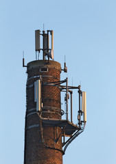 Old chimney used as a base for radio transmitters