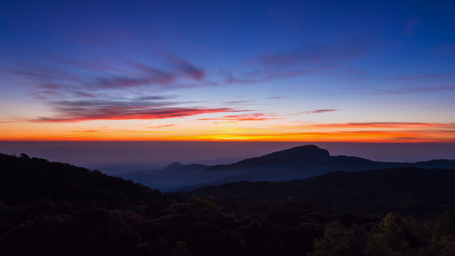 Time Lapse Sunrise On Valley Of Thailand