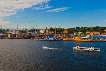 Beautiful super wide-angle aerial view of Stockholm, Sweden