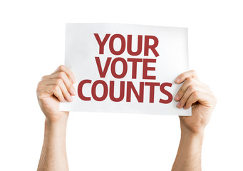 Your Vote Counts card isolated on white background