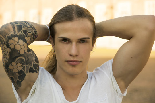 Man Long Hair Tattoos Images – Browse 5,422 Stock Photos, Vectors, and  Video | Adobe Stock