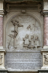 Obraz premium Crucifixion relief outside St. Stephens Cathedral in Vienna