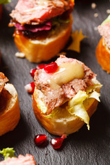 canape with beef meat