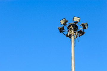 Spotlight and blue sky in daytime in Thailand