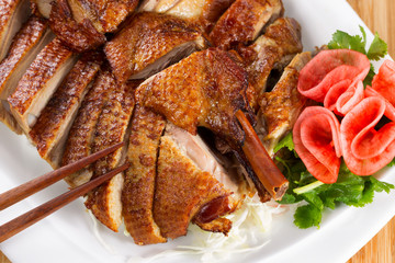Crispy Roasted Duck in Serving Plate