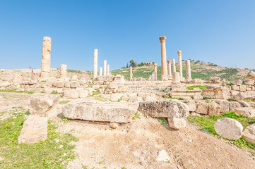 Fototapeta premium Pella is the site of ancient ruins in northwestern Jordan