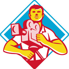 Cameraman Movie Director Vintage Camera Shield