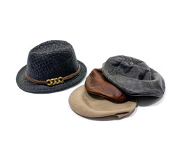 Wool tweed gentlemen's cap and felt trilby/fedora hat