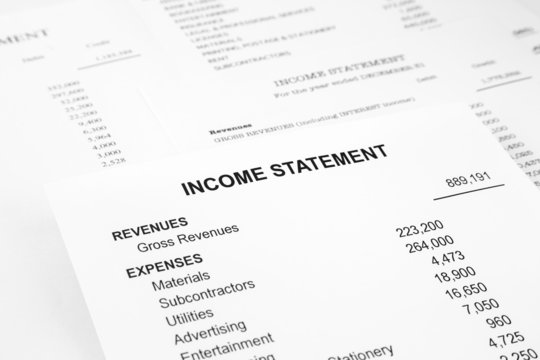 Income statement reports for business accounting