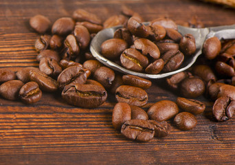 Coffee on a  old wooden background