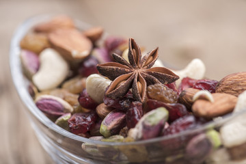 Pistachio and nuts in a bowl