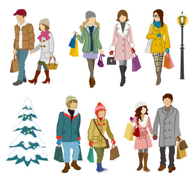 Shopping people winter, Young Adults