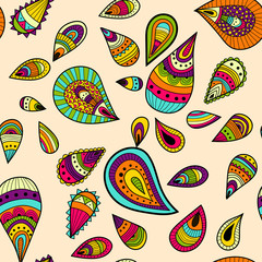 Seamless pattern with colorful abstract drops ornaments