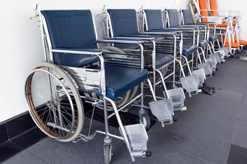 Wheelchair available Lined up in hospital