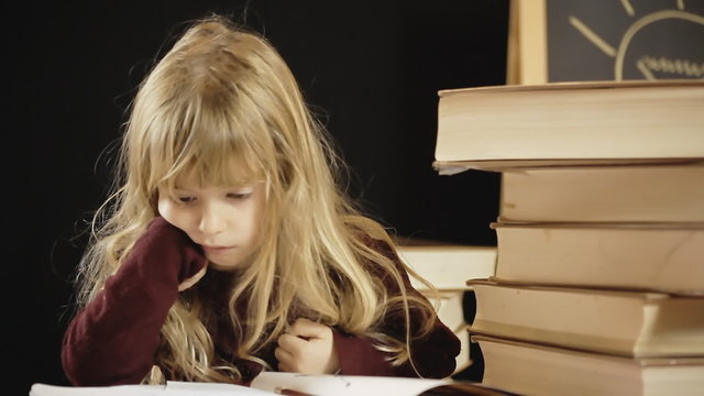 Little girl school tired sleeping